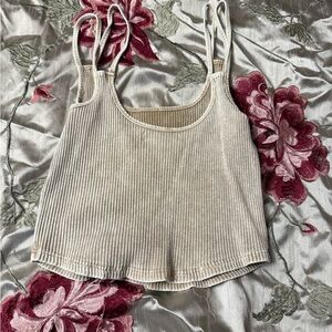 Mustard Seed Cream Ribbed Camisole